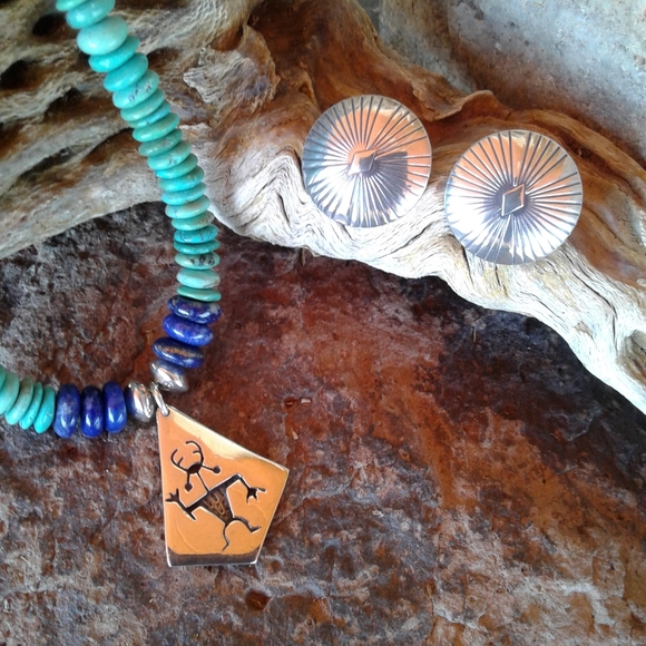 Sterling Silver turquoise lapis necklace SET - Picture 8 of 16